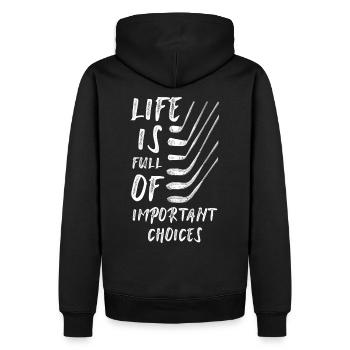 Golf Geschenk - Männer Premium Bio Hoodie - Schwarz - Hinten - Nico (187cm)