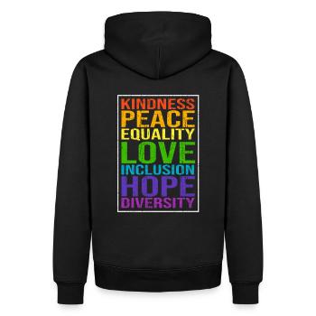 Peace Love Spruch - Männer Premium Bio Hoodie - Schwarz - Hinten - Nico (187cm)