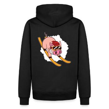Piste boom - ski - snowboard - après ski - Sweat à capuche Premium bio Homme - noir - Dos - Nico (187cm)
