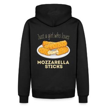 juste une fille qui aime les bâtons de mozzarella - Sweat à capuche Premium bio Homme - noir - Dos - Nico (187cm)