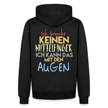 Lustiger Spruch Ich brauche keinen Mittelfinger - Männer Premium Bio Hoodie - Schwarz - Hinten - Nico (187cm)