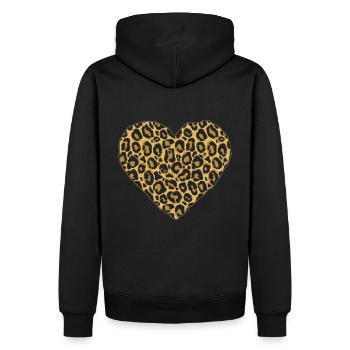 Heart leopard - Men’s Premium Organic Hoodie - black - Back - Nico (187cm)