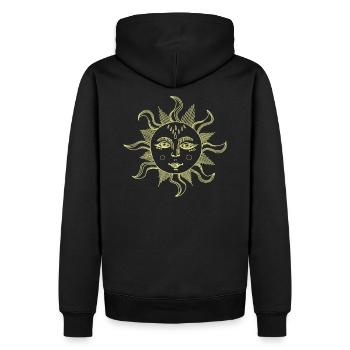 Sonne - Männer Premium Bio Hoodie - Schwarz - Hinten - Nico (187cm)