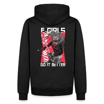 EGirl Spruch - Männer Premium Bio Hoodie - Schwarz - Hinten - Nico (187cm)