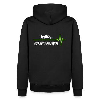 Campen Wohnmobil Herzschlag - Männer Premium Bio Hoodie - Schwarz - Hinten - Nico (187cm)