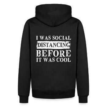 Distanciation sociale disant drôle - Sweat à capuche Premium bio Homme - noir - Dos - Nico (187cm)