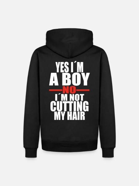 Junge Langes Haar Zitat - Männer Premium Bio Hoodie - Schwarz
