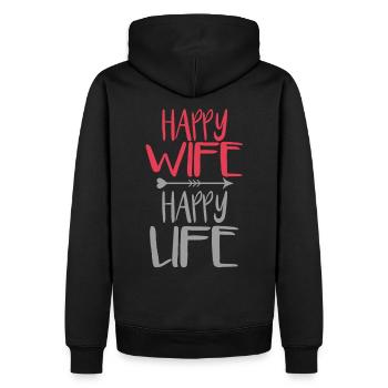 Femme heureuse, vie heureuse - Sweat à capuche Premium bio Homme - noir - Dos - Nico (187cm)