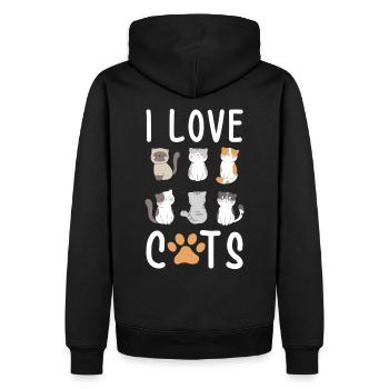J'aime les chats j'aime les chats - Sweat à capuche Premium bio Homme - noir - Dos - Nico (187cm)
