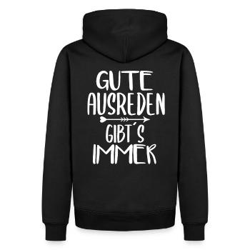 Ausreden lustiger Spruch - Männer Premium Bio Hoodie - Schwarz - Hinten - Nico (187cm)