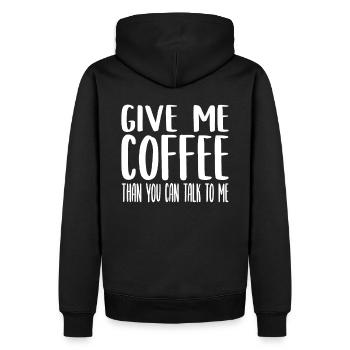 Ich will Kaffee Kaffee Spruch Koffein - Männer Premium Bio Hoodie - Schwarz - Hinten - Nico (187cm)