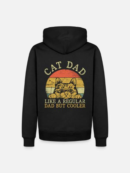 Cat Dad Katzen Papa - Männer Premium Bio Hoodie - Schwarz