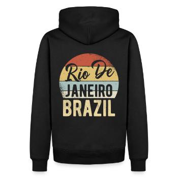 Rio Brésil - Sweat à capuche Premium bio Homme - noir - Dos - Nico (187cm)