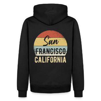 San Francisco California - Men’s Premium Organic Hoodie - black - Back - Nico (187cm)
