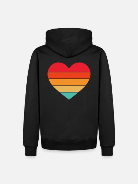 Heart Retro Sunset Heart - Men’s Premium Organic Hoodie - black