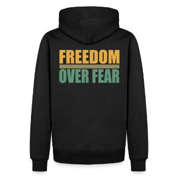 Freedom over Fear - Männer Premium Bio Hoodie - Schwarz - Hinten - Nico (187cm)