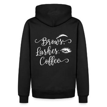 Brows Lashes Coffee - Männer Premium Bio Hoodie - Schwarz - Hinten - Nico (187cm)