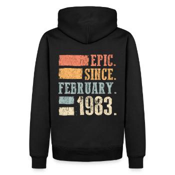 Geburstag Geboren Februar 1983 - Männer Premium Bio Hoodie - Schwarz - Hinten - Nico (187cm)