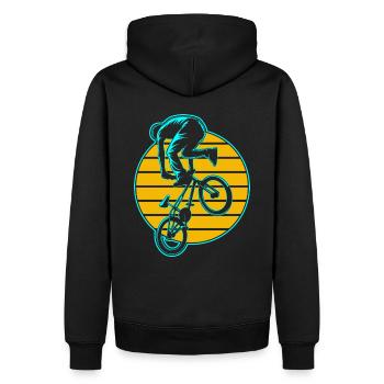BMX Geschenk BMX Biker - Männer Premium Bio Hoodie - Schwarz - Hinten - Nico (187cm)