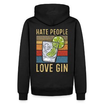 Gin disant cadeaux de gin - Sweat à capuche Premium bio Homme - noir - Dos - Nico (187cm)