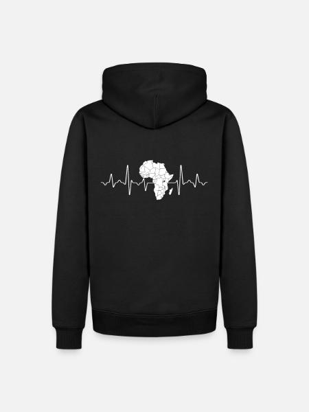 Africa Heartbeat Africa Map - Men’s Premium Organic Hoodie - black