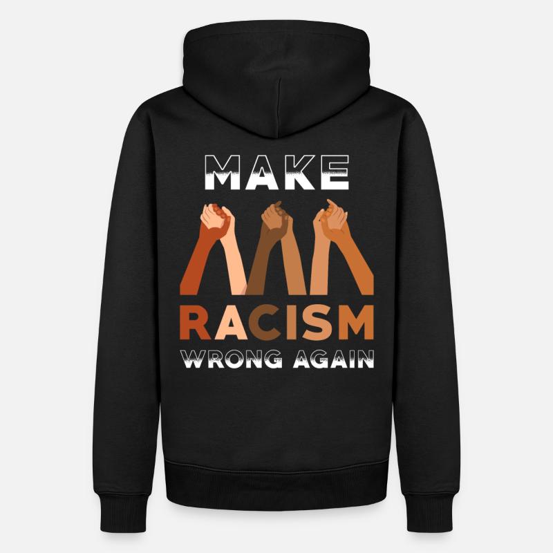 Make Racism wrong again - Männer Premium Bio Hoodie - Schwarz