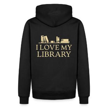 Buch Bücher lesen Spruch Bibliothek - Männer Premium Bio Hoodie - Schwarz - Hinten - Nico (187cm)