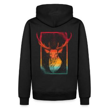 Bois de cerf Tête de cerf Cerf Sauvage - Sweat à capuche Premium bio Homme - noir - Dos - Nico (187cm)