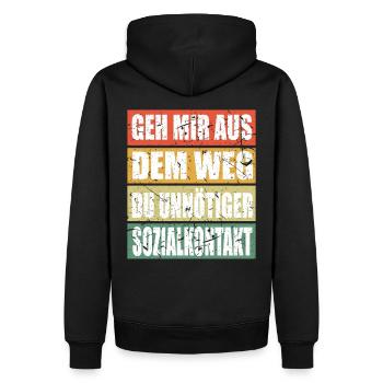 Unnötiger Sozial Kontakt - Männer Premium Bio Hoodie - Schwarz - Hinten - Nico (187cm)