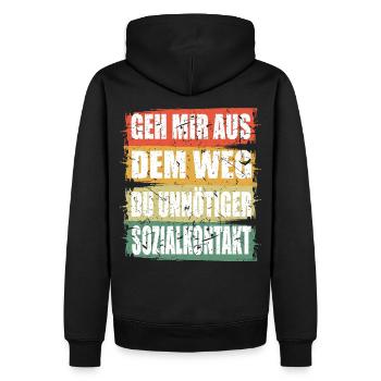 Unnötiger Sozial Kontakt - Männer Premium Bio Hoodie - Schwarz - Hinten - Nico (187cm)