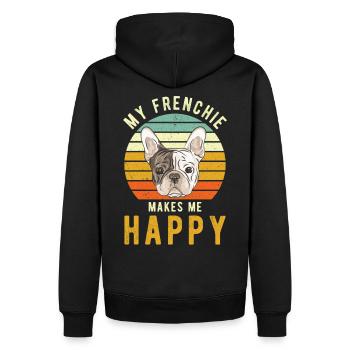 Frenchie Cadeau de bouledogue française - Sweat à capuche Premium bio Homme - noir - Dos - Nico (187cm)