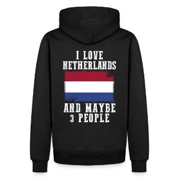 Drapeau pays-bas drôles de phrases - Sweat à capuche Premium bio Homme - noir - Dos - Nico (187cm)