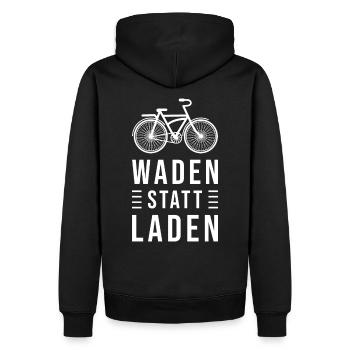 Waden statt Laden - Männer Premium Bio Hoodie - Schwarz - Hinten - Nico (187cm)
