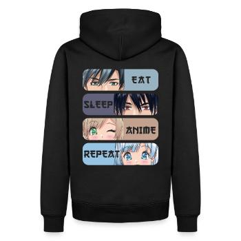 Eat Sleep Anime Repeat - Sweat à capuche Premium bio Homme - noir - Dos - Nico (187cm)
