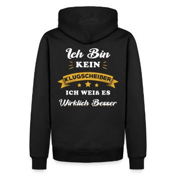 Klugscheißer ich weiß lustiger Spruch - Männer Premium Bio Hoodie - Schwarz - Hinten - Nico (187cm)