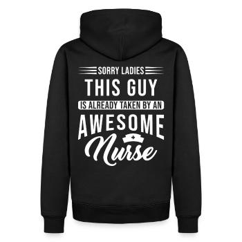 Nurse Friend - Men’s Premium Organic Hoodie - black - Back - Nico (187cm)