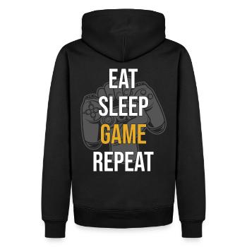 Eat Sleep Game Repeat - Männer Premium Bio Hoodie - Schwarz - Hinten - Nico (187cm)