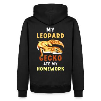 Leopard Gecko Spruch lustig - Männer Premium Bio Hoodie - Schwarz - Hinten - Nico (187cm)