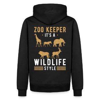 Zoo Gardien zoo Animaux sauvages - Sweat à capuche Premium bio Homme - noir - Dos - Nico (187cm)