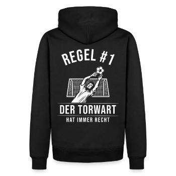 Torwart Spruch Geschenk Torwart Fußball - Männer Premium Bio Hoodie - Schwarz - Hinten - Nico (187cm)