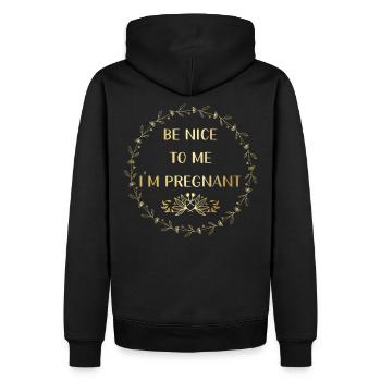 Sei nett ich bin Schwanger - Männer Premium Bio Hoodie - Schwarz - Hinten - Nico (187cm)