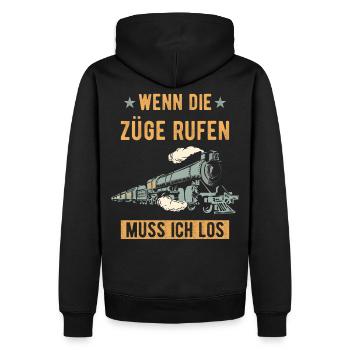 Zug Modelleisenbahn Eisenbahner - Männer Premium Bio Hoodie - Schwarz - Hinten - Nico (187cm)