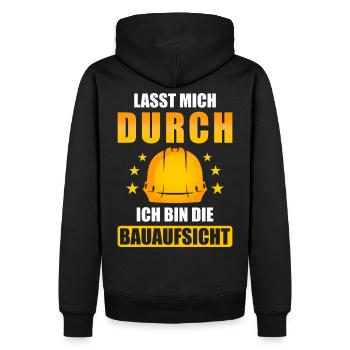 Baustelle spruch lustig Bauaufsicht - Männer Premium Bio Hoodie - Schwarz - Hinten - Nico (187cm)