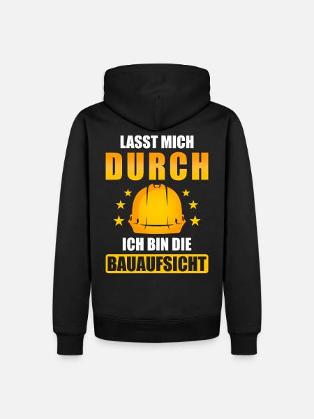 Baustelle spruch lustig Bauaufsicht - Männer Premium Bio Hoodie - Schwarz