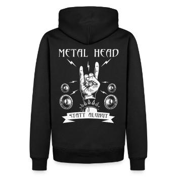 Metal Musik Spruch lustig Metal Head - Männer Premium Bio Hoodie - Schwarz - Hinten - Nico (187cm)