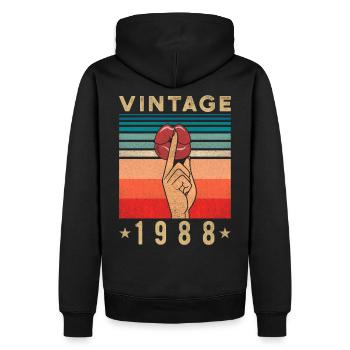 1988 Geburtstag Geschenk Retro Frau - Männer Premium Bio Hoodie - Schwarz - Hinten - Nico (187cm)