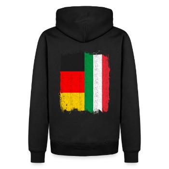 Deutsch Italienisch Fahne - Männer Premium Bio Hoodie - Schwarz - Hinten - Nico (187cm)