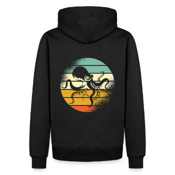 Tintenfisch Retro Oktopus - Männer Premium Bio Hoodie - Schwarz - Hinten - Nico (187cm)