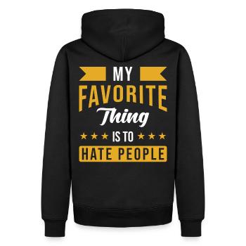 Je déteste les gens de drôles de phrases - Sweat à capuche Premium bio Homme - noir - Dos - Nico (187cm)