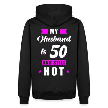Ehemann 50 Geburtstag Geschenk - Männer Premium Bio Hoodie - Schwarz - Hinten - Nico (187cm)